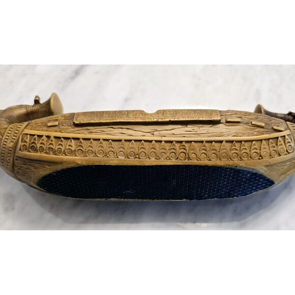 VTG KING TUTANKHAMUN'S EGYPTIAN HARDSTONE FUNERARY SUN BARGE BOAT ASH TRAY RARE - Picture 4 of 9